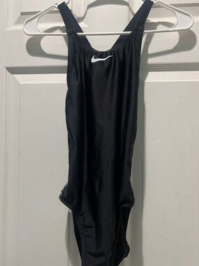 Nike Black One-Piece Swimsuit with White Swoosh Logo